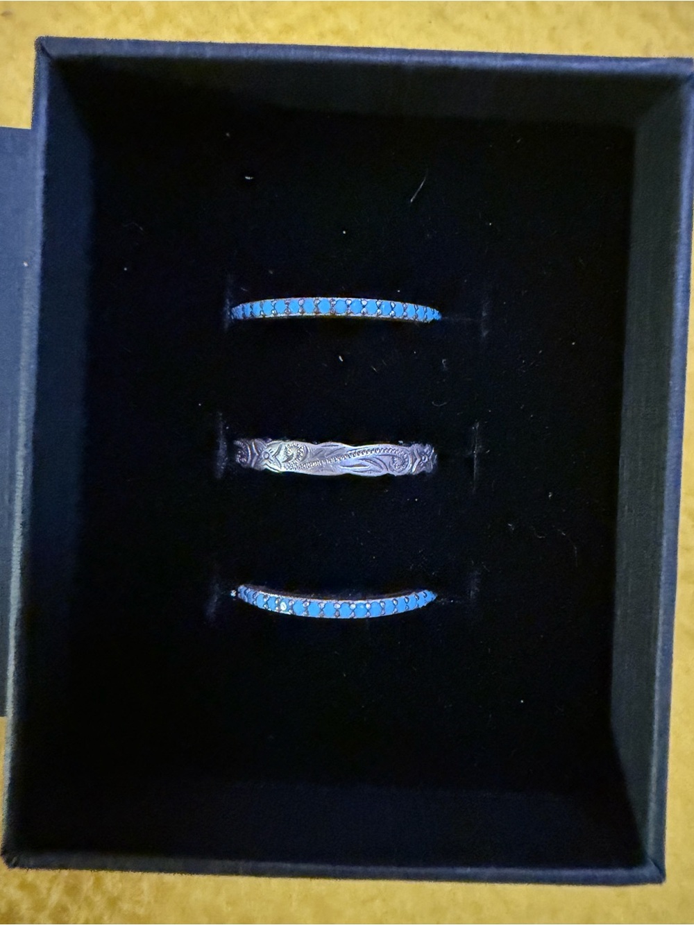 Stackable Turquoise Accent Silver Tone Women’s Ring Set